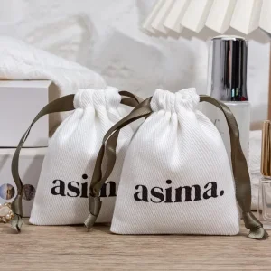 100% Cotton Twill Custom Logo With Screen Printing Double Drawstring Cotton Jewelry Gift Pouch Bags