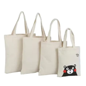 100% Eco-Friendly Cotton Canvas Tote Shopping Bag 38x42cm Long Short Handles Very Thick Reusable Customized Logo for Groceries