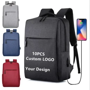 10PCS Can Custom logo Travel School Bags Big Capacity Smart USB Laptop Bag Other Backpack for Men College Bag Mochila