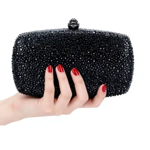 13 Colors Classic Elegant Small Square Rhinestone Decor Evening Clutch Bag Clip Women’s Dinner Wallet Luxury Prom Make up Bag
