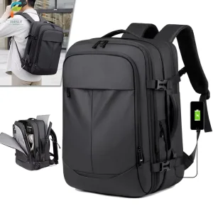 15 Inch Durable Laptop Backpack Waterproof Membrane USB Port Fashionable Expandable Storage Bag for Travel