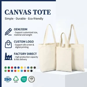 16oz Customizable Canvas Tote Bag Custom Print Eco Friendly Reusable Shopping Advertising Gift Bag for Daily Use Custom Logo