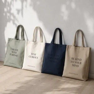 16oz Heavy Duty Stiff Canvas Tote Bag Custom Logo Minimalist Quiet Luxury Designer Bag For Women