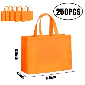 17.7×13.8×4.7 Inch 250 Pack Orange Reusable Custom Logo PP Non Woven Durable Eco Friendly Shopping Tote Bags Portable