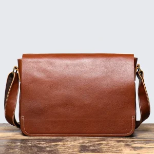 18inchs Customizable Logo Size Vintage Handmade Leather Messenger Office Shoulder Bag Laptop Bag Computer College Satchel Bag