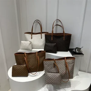 2-Pieces Set Women’s Luxury Handbags PU Leather Messenger Shoulder Bag Zipper Brand Design With Purse Tote Bag for Women