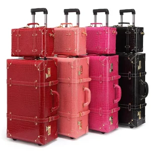 2 in 1 Universal Wheels Carry on Luggage Sets Vintage Luggage Suitcase Trunk Sets With Lock