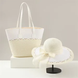 2-pieces Set Large Straw Beach Bag New Women’s Straw Bag Woven Set Hand Bags for Women