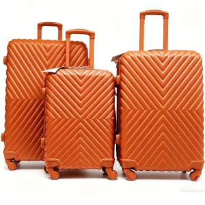 20 24 28 Inch 3 Piece ABS Fiber Luggage Set Hard Shell 4 Wheel Checked Trolley Travel Bag OEM Suitcase Factory