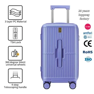 20” ABS PC Travel Set 360 Degree Silent Wheel Bamboo Design Case Front Handle Unisex Fashion TASLock Trunk Luggage Suitcase