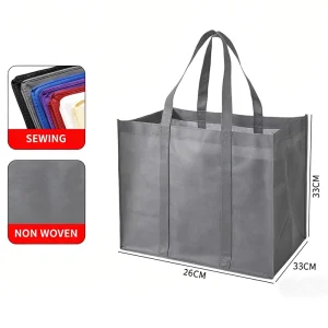 200PC MOQ Custom Biodegradable Long Handle Reusable Non woven Tote Shopping Bag Flexiloop Handle Multi Use Supermarket Promotion