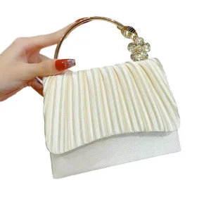 20cm Square Fashion Waterproof Evening Clutch Bag for Women with Chain Strap and Shoulder Strap Polyester 1-1.9L Capacity