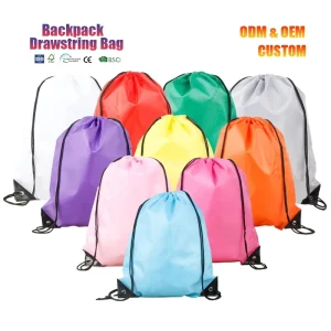 210D Waterproof Marathon Drawstring Bag Storage Bag Polyester Drawstring with Pocket Backpack Bag