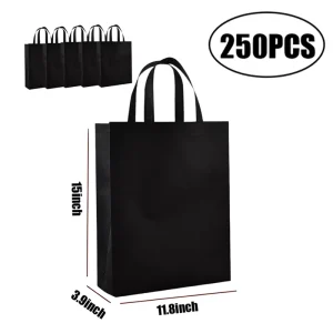250 Pack 11.8x15x3.9inch Sustainable Reusable Eco Friendly Biodegradable Reusable Shopping Non woven Tote Bag