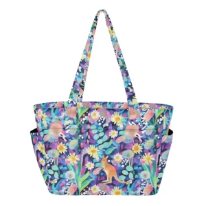 25L Floral Design Quilted Polyester Weekender Carry On Overnight Tote Travel Bag