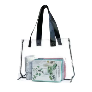2PCS Large Capacity PVC Waterproof Beach Tote Bag Fashionable Reusable Shopping Bag for Travel and Storage