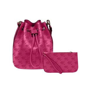 2pcs Set Custom Full Stamped Logo Genuine Leather Shoulder Bag Women’s Bucket Bags