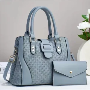 2pcs Set Woven Texture Women Handbag Elegant Large Capacity Tote Bag Urban Office Lady Shoulder Bag Trendy Satchel Purse