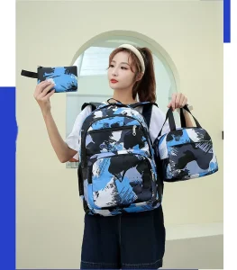 3 PCS Set Men Kids Children School Sport Backpack Teenager Bookbag Student Schoolbag With Lunch Bag for Boys