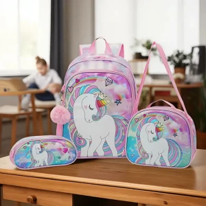 3 Piece Waterproof Eco friendly Unisex School Bag Set Complete Back to School Solution for Students Daily Use
