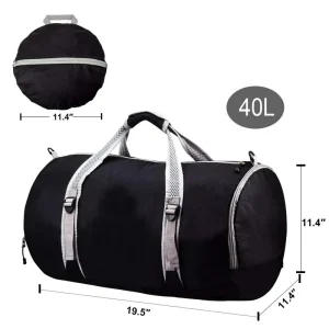 35L Large Lightweight Water Resistant Compact Foldable Travel Duffel Sports Gym Bag With Shoes Compartment