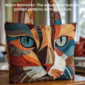 3D Cross Border Women’s Cat Print Handbag & Shoulder Bag with 600D Oxford Fabric Zipper Closure Canvas Lining
