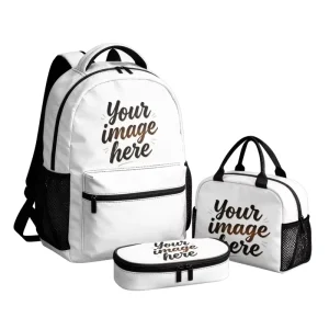 3Pcs School Backpack Set Full Print Lightweight Waterproof Student Bookbag All printed Backpack with Lunch Bag and Pencil Case