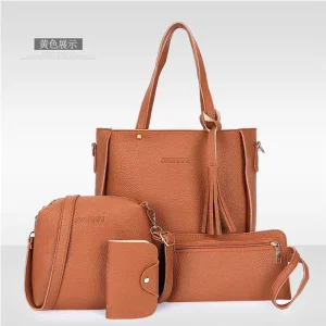 4 pieces Bucket Bag Woman Purses and Handbags Women’s Shoulder Bags PU Leather