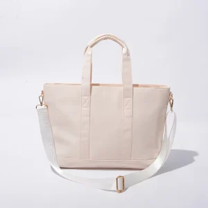 5 Colors Gold Zipper Waterproof Large Nylon Tote Bag with Zipper
