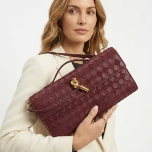 7203 G Genuine Leather Cowhide Cashmere Mix Woven Handmade Vintage Wallet East West Bag