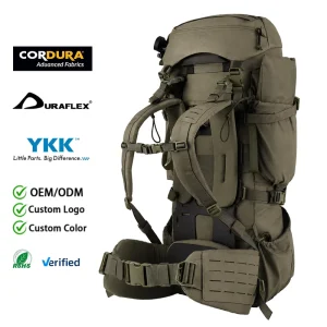 75L Backpack with External Frame Heavy Carbon Fiber Load Hiking Rucksack for Camping and Expedition