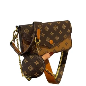 9903 Fashionable Geometric Pattern Letter Printed Pouch Envelope Shaped Three Piece Chain Bag Polyester for Summer Winter Autumn