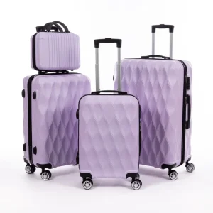 ABS Cartoon Style 4 Wheel Spinner Luggage Suitcase 4 Piece Travel Bag Set with Polyester Lining and Zipper Closure