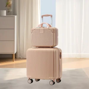 ABS Luggage Set 2 Piece Trolley Suitcase Sets with Spinner Wheel Hard Side Carry on Travel case Common Lock (14/18 Inch)