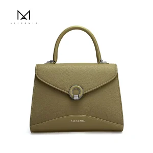 ALEX&MIA Minimalist Solid Color Shoulder Bag Premium PU Waterproof Metal Badge Decor All Seasons Daily Crossbody Purse