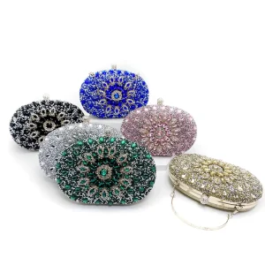 ALL0080 Luxury Bling Women’s PU Sparkling Crystal Clutch Bag Rhinestone Handbag Diamond Bridal Wedding Evening Clutch Purses
