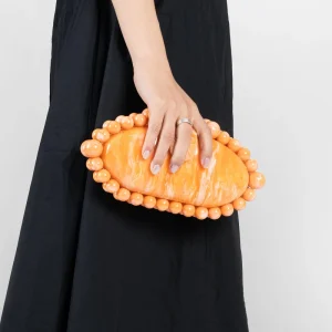 Acrylic Clutch Purse Women Elegant Oval Banquet Bag with Detachable Chain Strap Crossbody Gala Bag for Wedding Cocktail Party