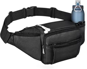 Adjustable Belt Bag Multiple Pockets Suitable Hiking Outdoor Running Traveling Black Lightweight Waist Bag Water Bottle Holder