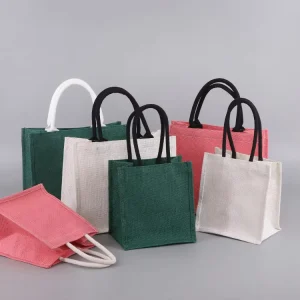 Aesthetic Heavy Duty Eco friendly Recyclable Jute Tote Bags Custom Printed Zipper for School Beach Advertising and Gift