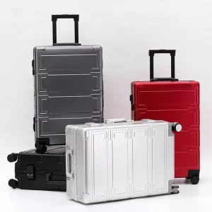 All Aluminum Carry on Luggage With TSA Locks 20″ 24″ 28″ Metal Spinner Suitcase Hard Shell Metallic Aluminum Suitcase
