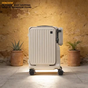 Aluminum Frame Carry on Luggage 20 Inch Lightweight Suitcase with TSA Lock Dual Front Opening Silent 360 Spinner Wheels