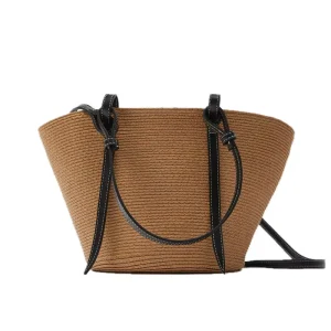 Amiqi 0101 9 New PP Plait Braided Bag Ladies Bag Handbag Woven Grass Straw Holiday Beach Striped Satchel Hand Shoulder Bag