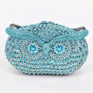 Amiqi MRY116 Owl Animal Bling Bags Women Rhinestone Party Clutch Bag Evening Crystal Hand for Luxury Purse