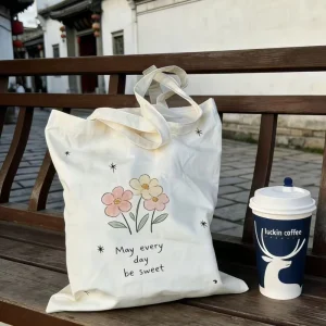 Angelapack Custom Eco Friendly Cotton Bags Flexiloop Handle Custom Logo Shopping Promotion Packaging Silk Screen Printing Hot