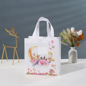 Arabic Laminated Non Woven Multi Function Moon Festival Tote Bag Shopping Mall Waterproof 3D Gift Bag