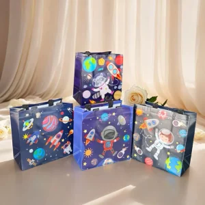 Astronaut Cartoon Machine Printed Non Woven Customizable Tote Bag Gift Packaging Shopping Children’s Day Gift Bag