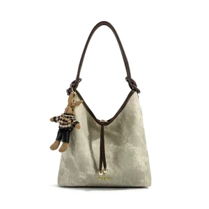 Autumn Winter Bucket Bag for Women Light Luxury Simple Versatile PU Bag Open Closure Large Capacity