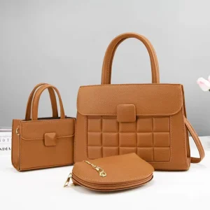 Autumn Winter New Large Capacity Tote Korean Shoulder Bag Three Piece Messenger Bag Joker Handbag Zipper Closure Polyester