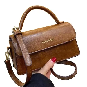 Autumn Winter New Senior Fashion Crossbody Bag with Retro Sensibility Single Shoulder Small Square Leather Polyester Lining