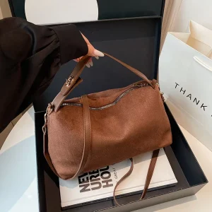 Autumn Winter Retro Women’s Suede Handbags Retro Crossbody Bag Simple PU Leather Suede Women Shoulder Bags